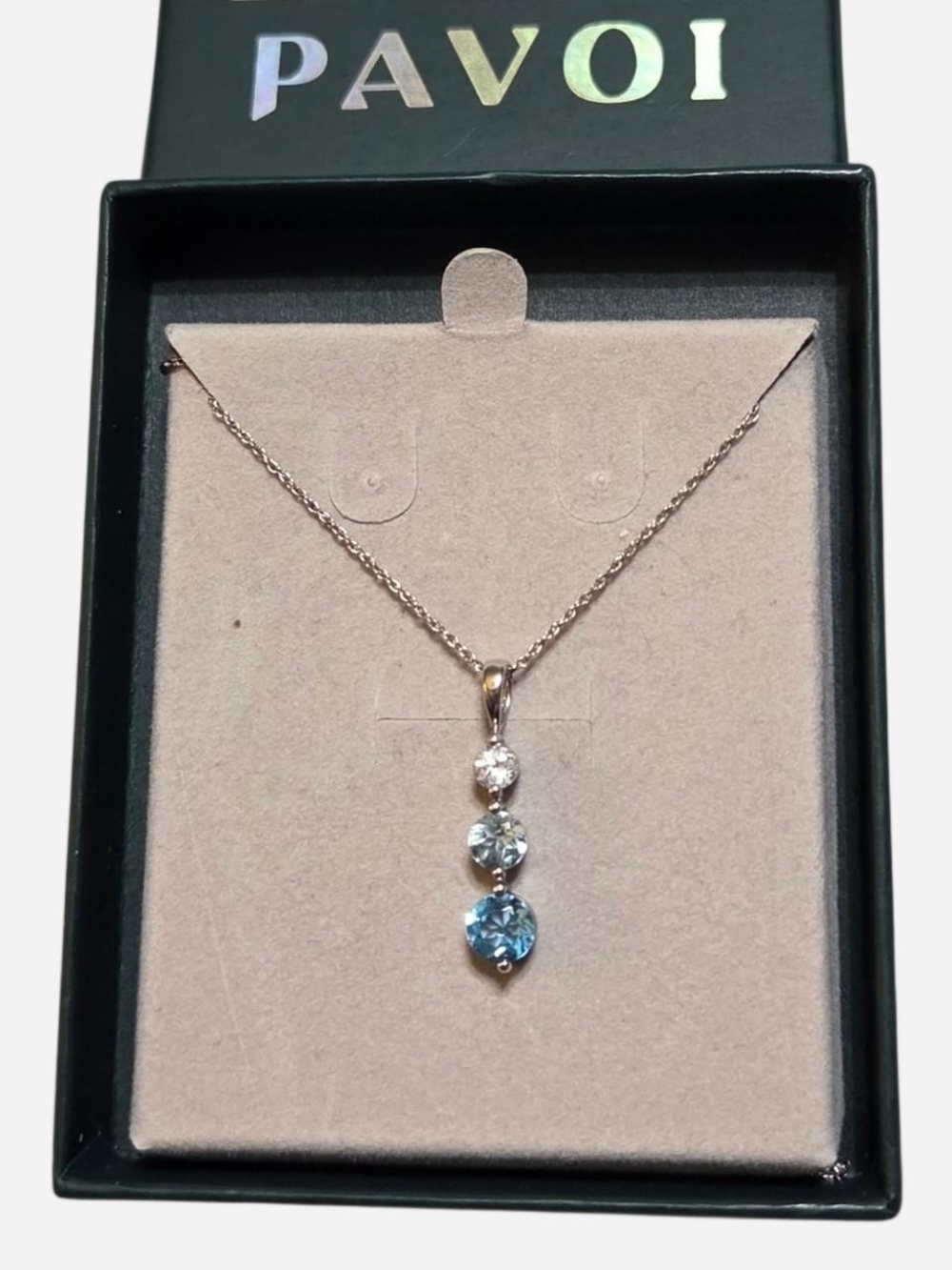 Blue Crystal Drop Pendant Necklace